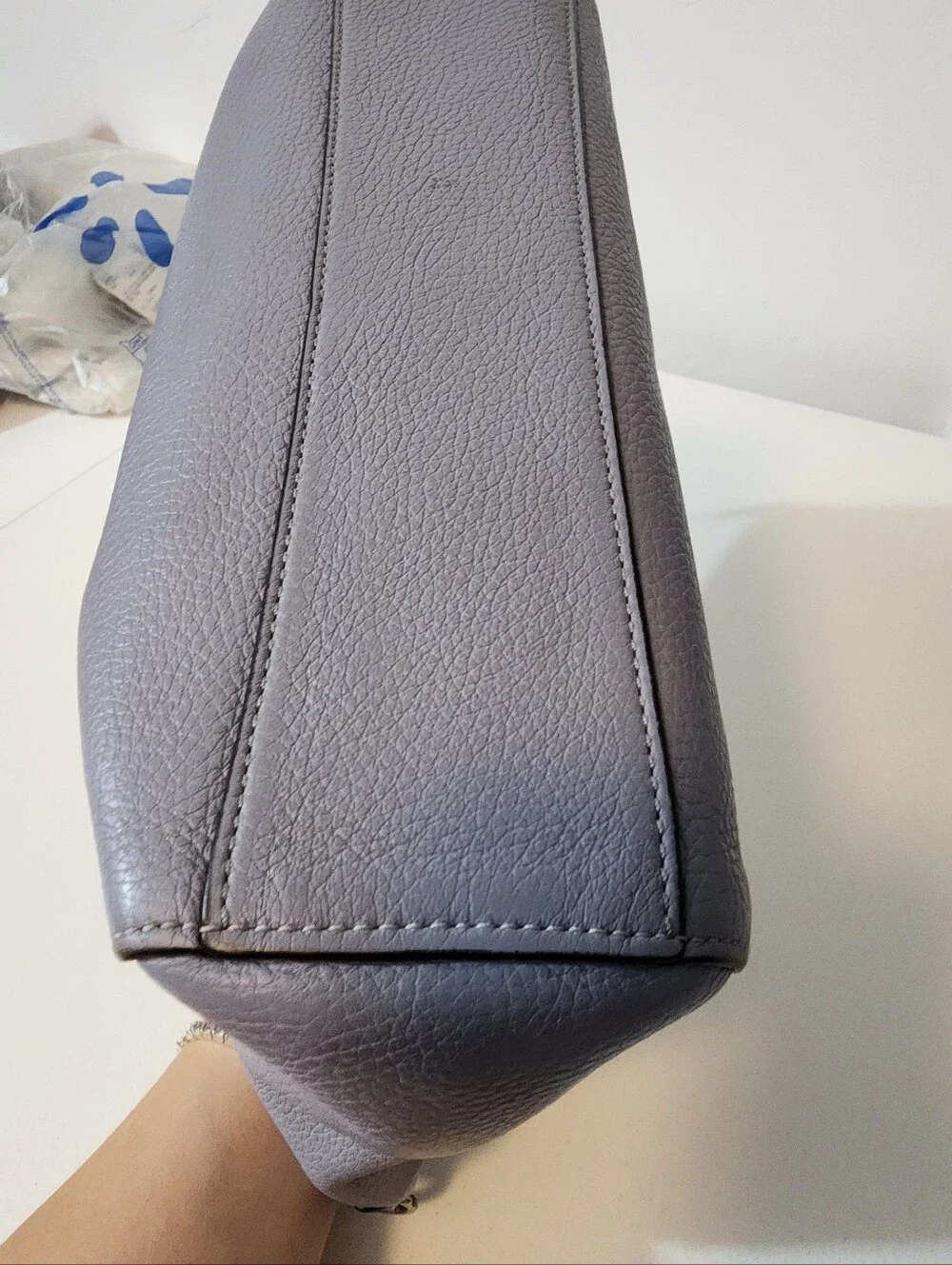 Coach Pebbled Leather Satchel in Light Gray